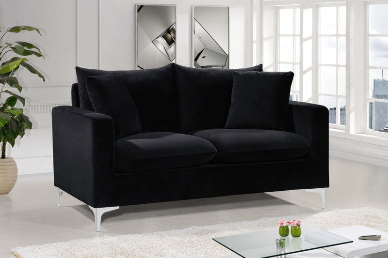 Naomi 58" Velvet Upholstered Loveseat in Black - 633Black-L