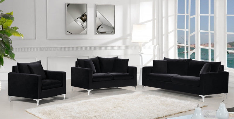 Naomi 58" Velvet Upholstered Loveseat in Black - 633Black-L