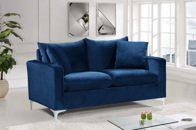 Naomi 58" Velvet Upholstered Loveseat in Blue - 633Navy-L