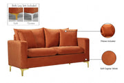 Naomi 58" Velvet Upholstered Loveseat in Cognac - 633Cognac-L
