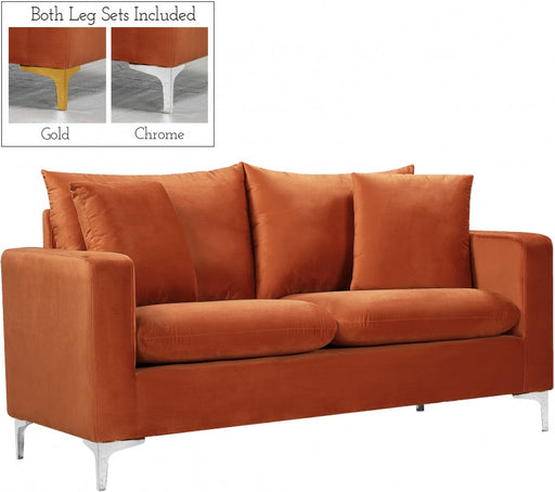 Naomi 58" Velvet Upholstered Loveseat in Cognac - 633Cognac-L