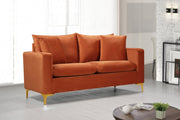 Naomi 58" Velvet Upholstered Loveseat in Cognac - 633Cognac-L