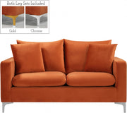 Naomi 58" Velvet Upholstered Loveseat in Cognac - 633Cognac-L