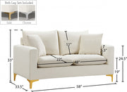 Naomi 58" Velvet Upholstered Loveseat in Cream - 633Cream-L