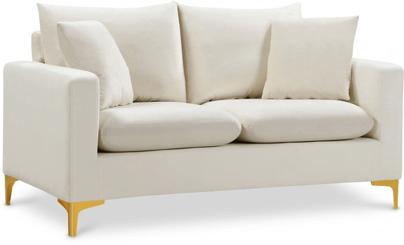 Naomi 58" Velvet Upholstered Loveseat in Cream - 633Cream-L