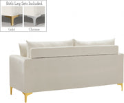 Naomi 58" Velvet Upholstered Loveseat in Cream - 633Cream-L