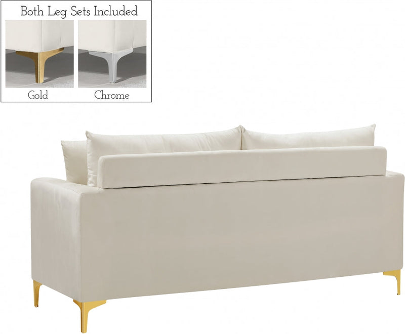 Naomi 58" Velvet Upholstered Loveseat in Cream - 633Cream-L