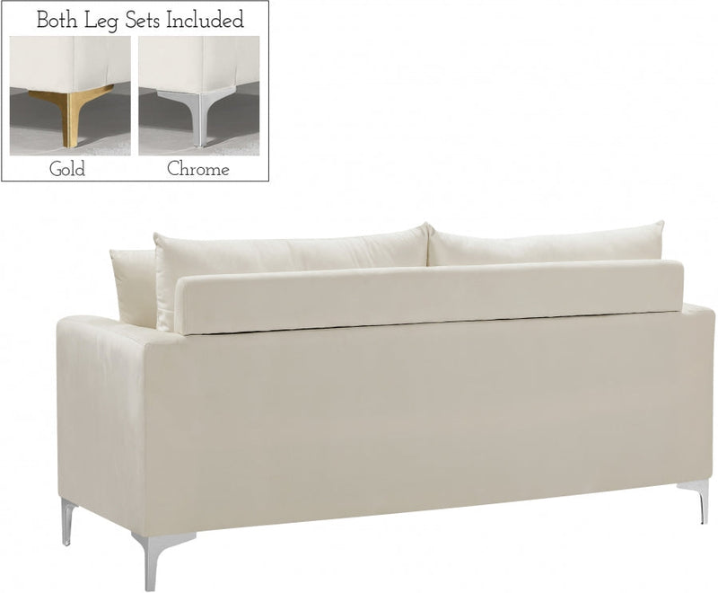 Naomi 58" Velvet Upholstered Loveseat in Cream - 633Cream-L