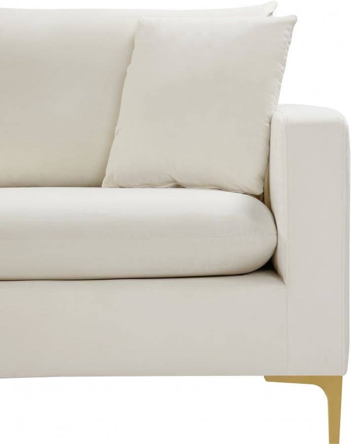 Naomi 58" Velvet Upholstered Loveseat in Cream - 633Cream-L