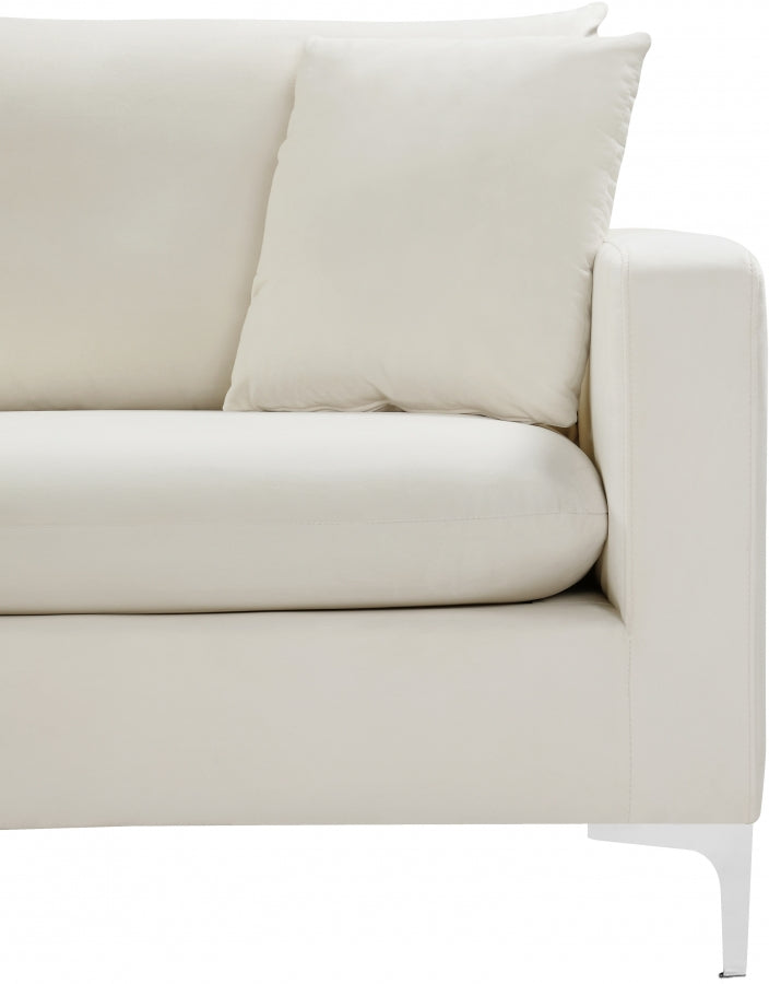 Naomi 58" Velvet Upholstered Loveseat in Cream - 633Cream-L