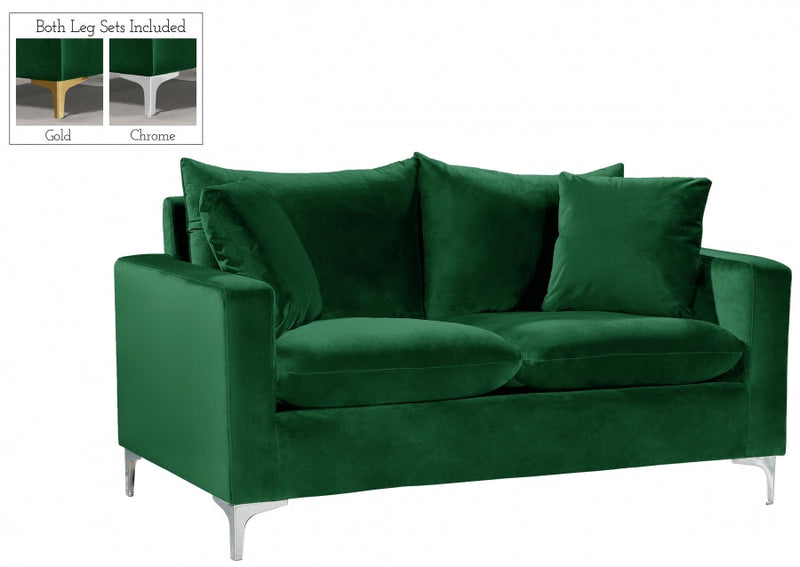 Naomi 58" Velvet Upholstered Loveseat in Green - 633Green-L