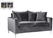 Naomi 58" Velvet Upholstered Loveseat in Grey - 633Grey-L