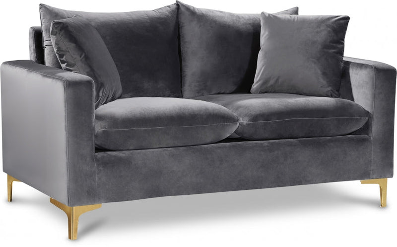 Naomi 58" Velvet Upholstered Loveseat in Grey - 633Grey-L