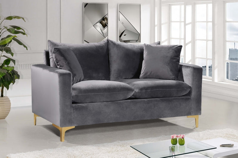 Naomi 58" Velvet Upholstered Loveseat in Grey - 633Grey-L
