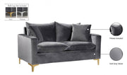 Naomi 58" Velvet Upholstered Loveseat in Grey - 633Grey-L