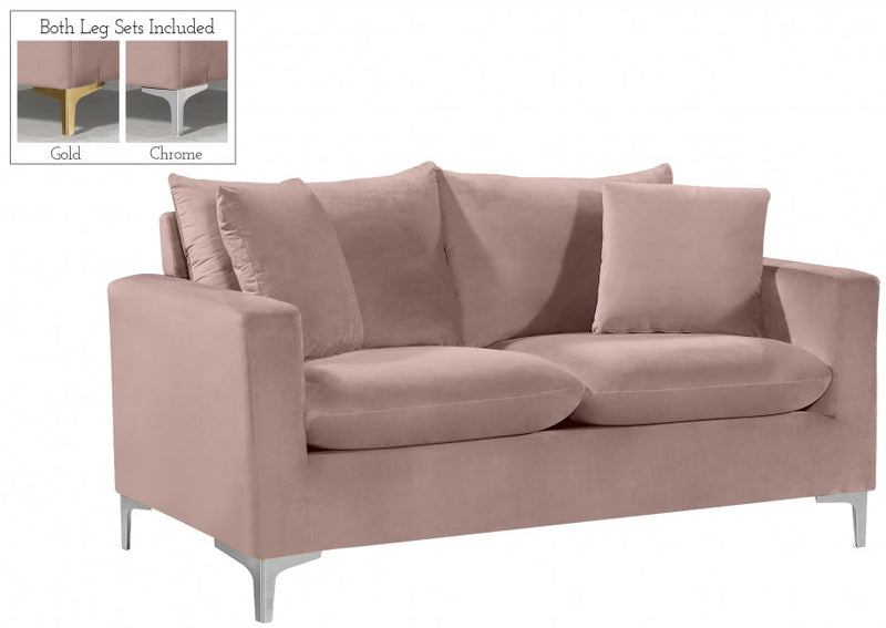 Naomi 58" Velvet Upholstered Loveseat in Pink - 633Pink-L