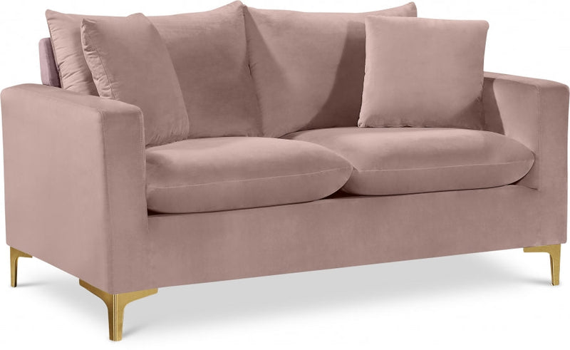 Naomi 58" Velvet Upholstered Loveseat in Pink - 633Pink-L