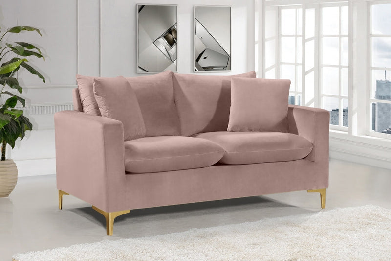 Naomi 58" Velvet Upholstered Loveseat in Pink - 633Pink-L