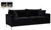 Naomi 81.5" Velvet Upholstered Sofa in Black - 633Black-S