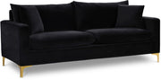 Naomi 81.5" Velvet Upholstered Sofa in Black - 633Black-S