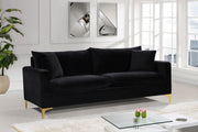 Naomi 81.5" Velvet Upholstered Sofa in Black - 633Black-S