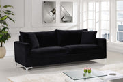 Naomi 81.5" Velvet Upholstered Sofa in Black - 633Black-S