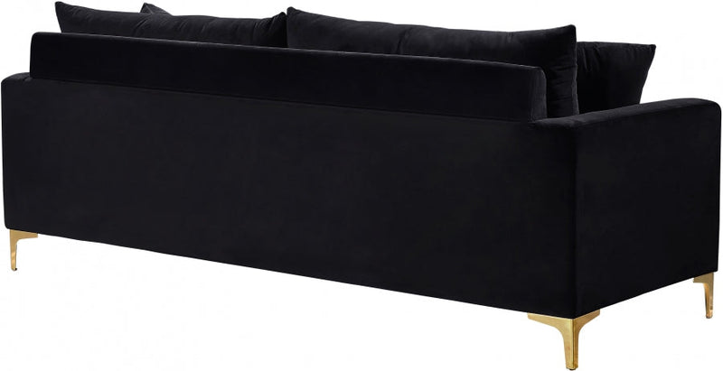 Naomi 81.5" Velvet Upholstered Sofa in Black - 633Black-S