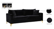 Naomi 81.5" Velvet Upholstered Sofa in Black - 633Black-S