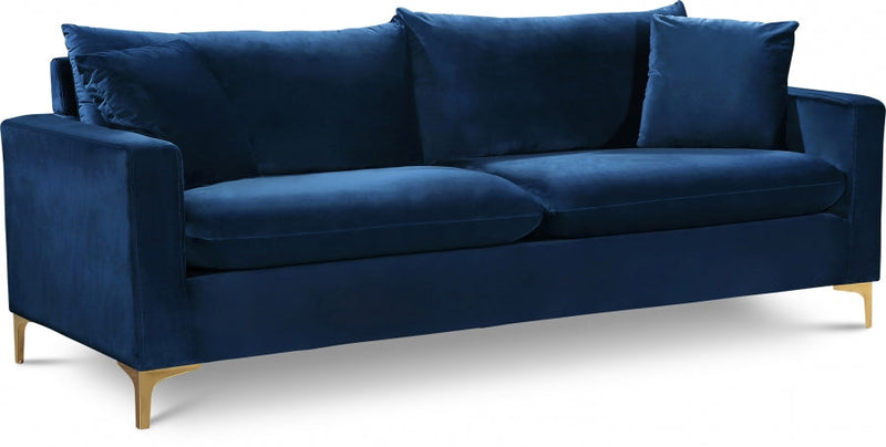Naomi 81.5" Velvet Upholstered Sofa in Blue - 633Navy-S