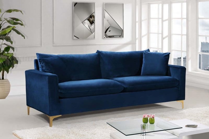Naomi 81.5" Velvet Upholstered Sofa in Blue - 633Navy-S