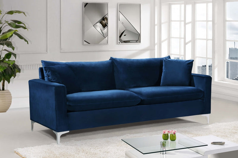 Naomi 81.5" Velvet Upholstered Sofa in Blue - 633Navy-S