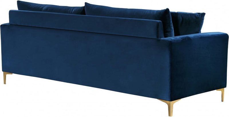 Naomi 81.5" Velvet Upholstered Sofa in Blue - 633Navy-S