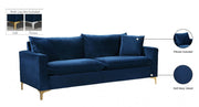 Naomi 81.5" Velvet Upholstered Sofa in Blue - 633Navy-S