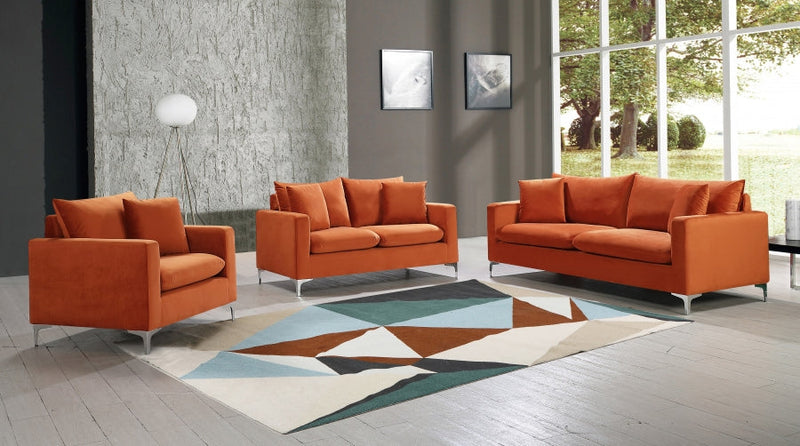Naomi 81.5" Velvet Upholstered Sofa in Cognac - 633Cognac-S