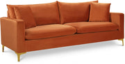 Naomi 81.5" Velvet Upholstered Sofa in Cognac - 633Cognac-S