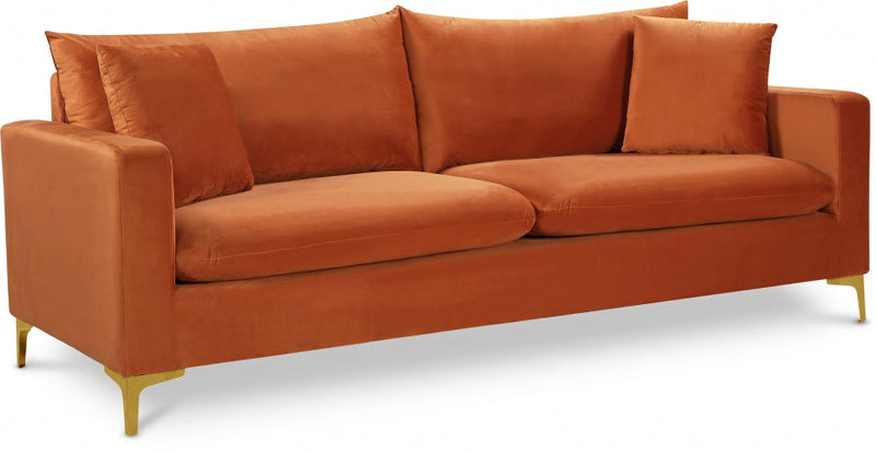 Naomi 81.5" Velvet Upholstered Sofa in Cognac - 633Cognac-S