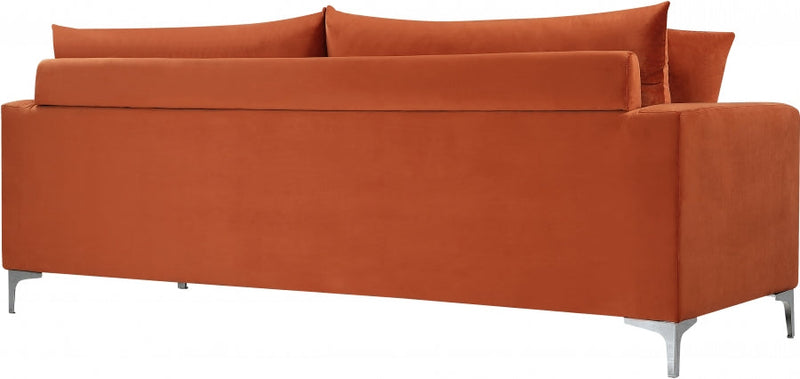 Naomi 81.5" Velvet Upholstered Sofa in Cognac - 633Cognac-S