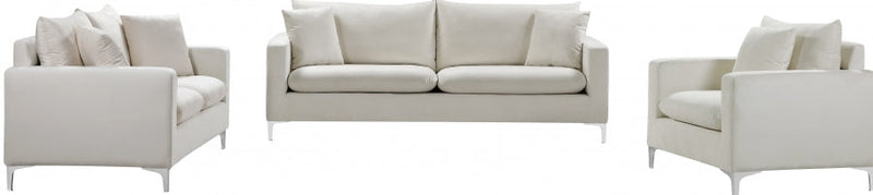 Naomi 81.5" Velvet Upholstered Sofa in Cream - 633Cream-S