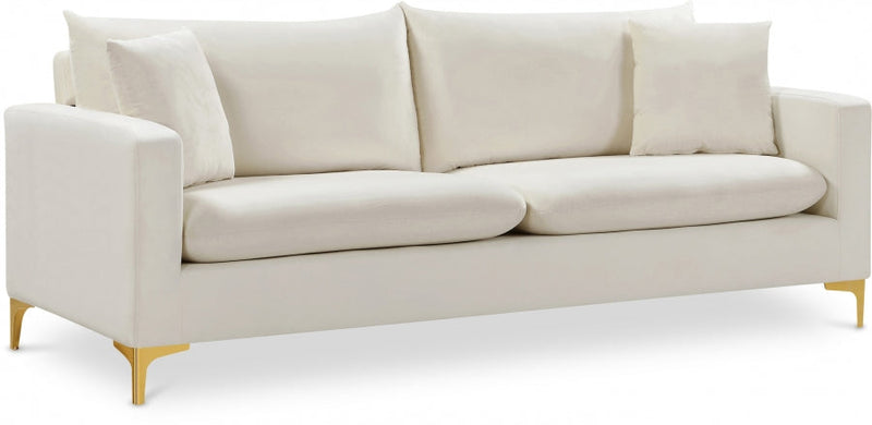 Naomi 81.5" Velvet Upholstered Sofa in Cream - 633Cream-S