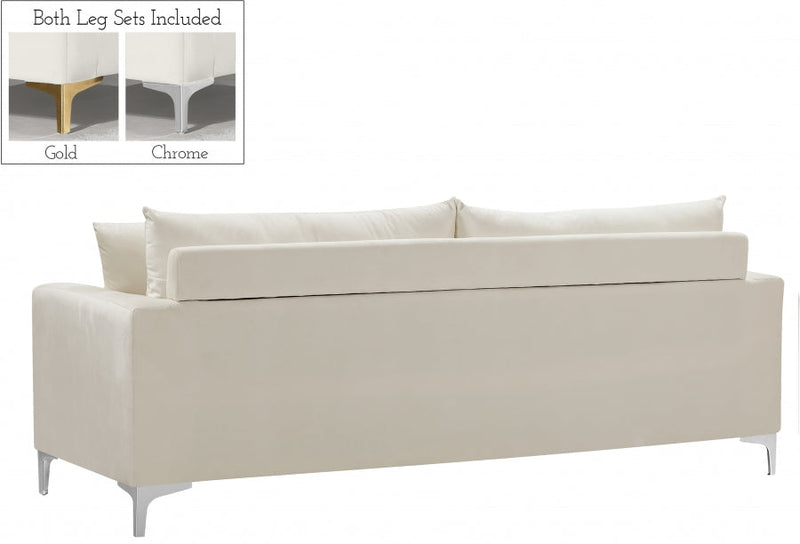 Naomi 81.5" Velvet Upholstered Sofa in Cream - 633Cream-S