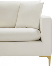 Naomi 81.5" Velvet Upholstered Sofa in Cream - 633Cream-S