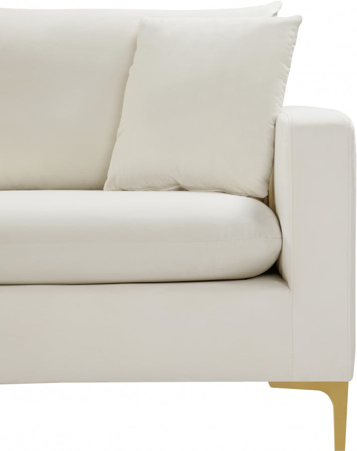 Naomi 81.5" Velvet Upholstered Sofa in Cream - 633Cream-S