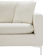 Naomi 81.5" Velvet Upholstered Sofa in Cream - 633Cream-S