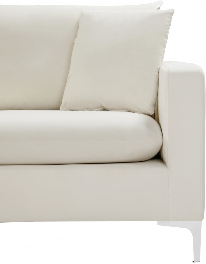 Naomi 81.5" Velvet Upholstered Sofa in Cream - 633Cream-S
