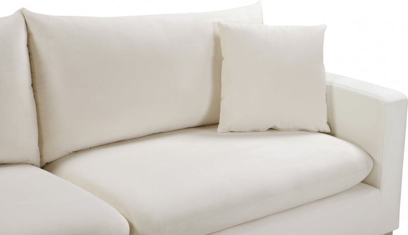 Naomi 81.5" Velvet Upholstered Sofa in Cream - 633Cream-S