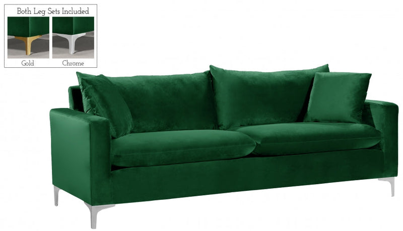 Naomi 81.5" Velvet Upholstered Sofa in Green - 633Green-S