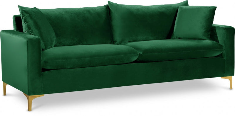 Naomi 81.5" Velvet Upholstered Sofa in Green - 633Green-S