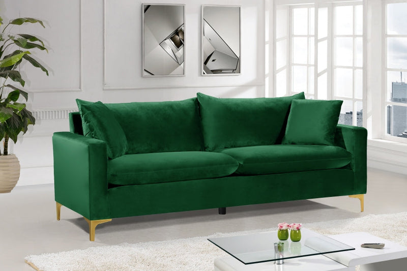 Naomi 81.5" Velvet Upholstered Sofa in Green - 633Green-S