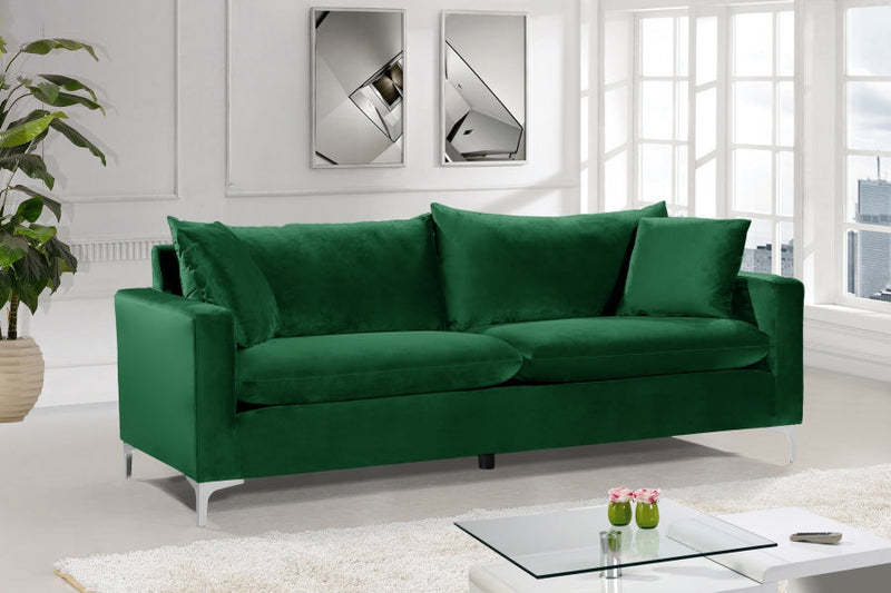 Naomi 81.5" Velvet Upholstered Sofa in Green - 633Green-S