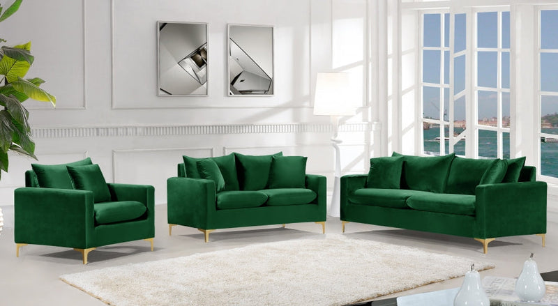 Naomi 81.5" Velvet Upholstered Sofa in Green - 633Green-S